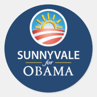 Sunnyvale voor Obama Ronde Sticker - Blauw