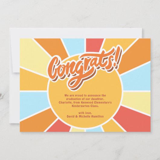 Sunray Kind voorschoolse foto Afstuderen Aankondig Kaart (Achterkant)
