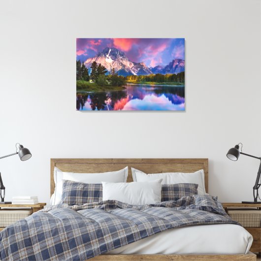 Sunrise aan de Oxbow Bend Canvas Afdruk (Insitu (Slaapkamer))