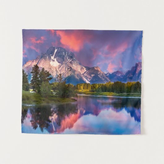 Sunrise aan de Oxbow Bend Wandkleed (Voorkant (horizontaal))