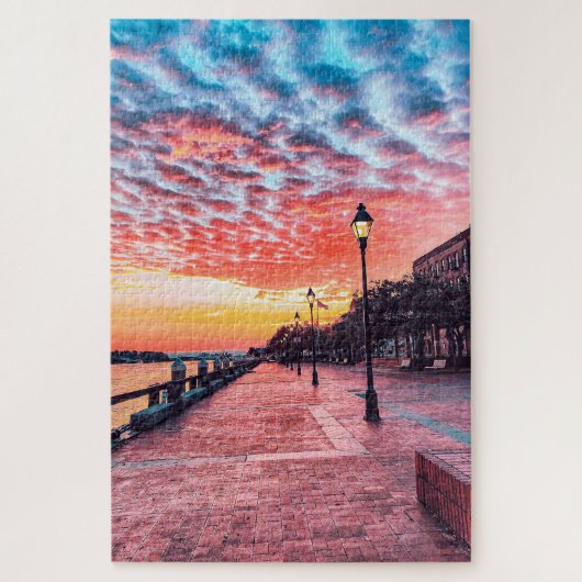 Sunrise aan de rivierstraat legpuzzel (Verticaal)