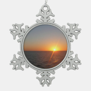 Sunrise aan de Zee III Ocean Horizon Seascape Tin Sneeuwvlok Ornament