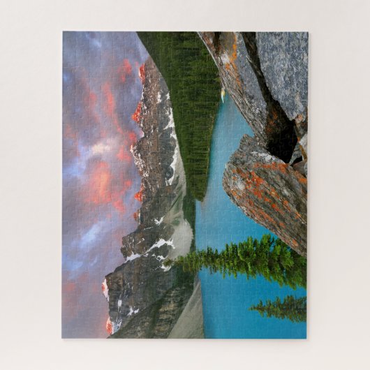 Sunrise aan het meer van Moraine in het nationale  Legpuzzel (Verticaal)