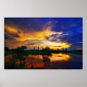 Sunrise   Abstract schilderij Poster