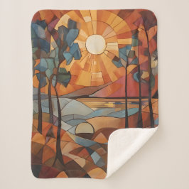 Sunrise - abstract sherpa deken