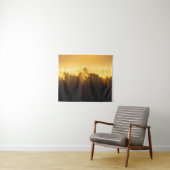 Sunrise achter fogische bomen wandkleed (In Situ (horizontaal))