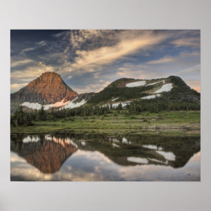 Sunrise and reflection, Glacier National Park, Poster
