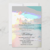 *~* Sunrise Artsy Pastel Beach Sunset Weddenschap Kaart (Voorkant)