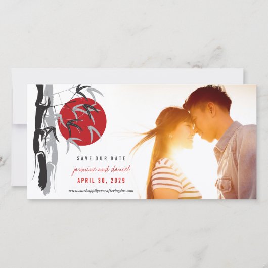 Sunrise Bamboo Wedding Save the Date Photo Card (Voorkant)