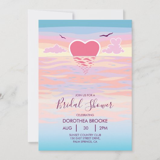 Sunrise Beach bruids douche uitnodiging (Voorkant)