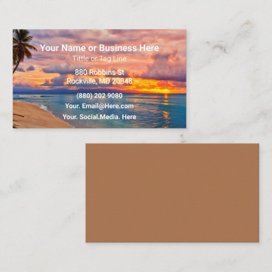 Sunrise Beach en palmbomen tropische Visitekaartje (Voorkant / Achterkant)