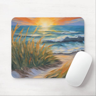 Sunrise Beach getextureerde olieverfschilderij Muismat