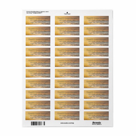 Sunrise Beach Script Return Address Labels (Full Sheet)