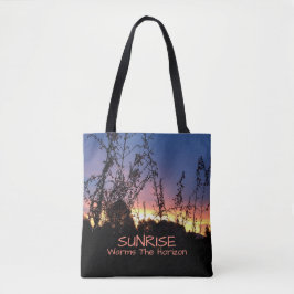 Sunrise Between Wildflower Silhouettes Reusable Tote Bag