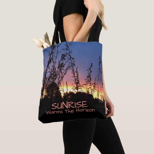 Sunrise Between Wildflower Silhouettes Reusable Tote Bag (Dichtbij)