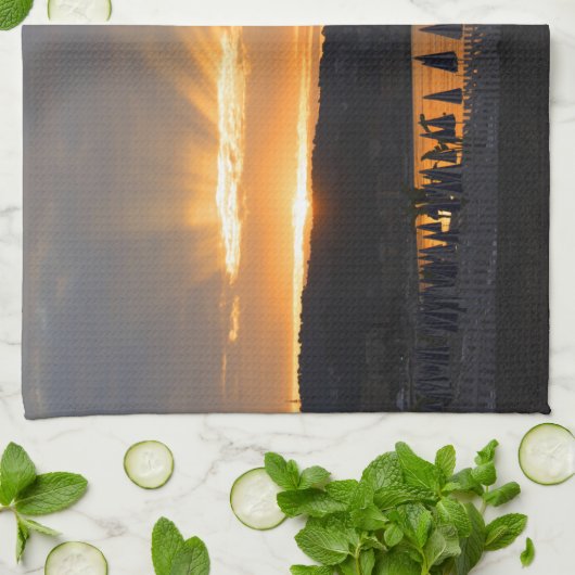 Sunrise bij de Promenade des Anglais Theedoek (Gevouwen)