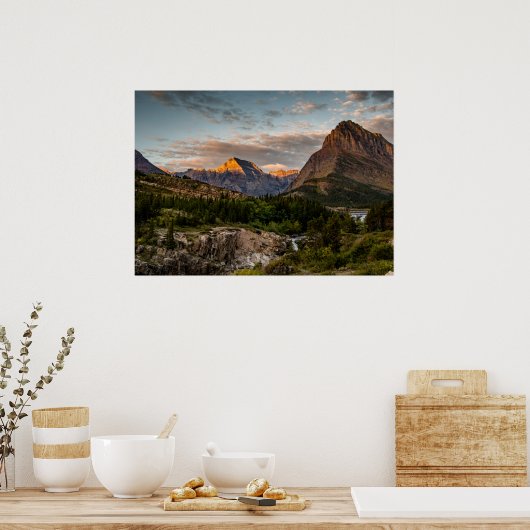 Sunrise bij het Swiftcurrent Lake Poster (Keuken)