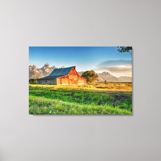 Sunrise bij Moulton Barn Canvas Afdruk (Voorkant)