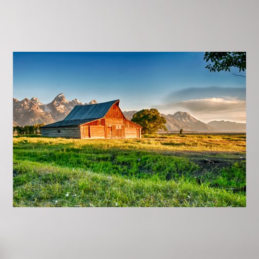 Sunrise bij Moulton Barn Poster (Voorkant)