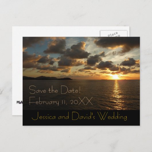 Sunrise bij St. Thomas Save the Date Briefkaart (Voorkant / Achterkant)
