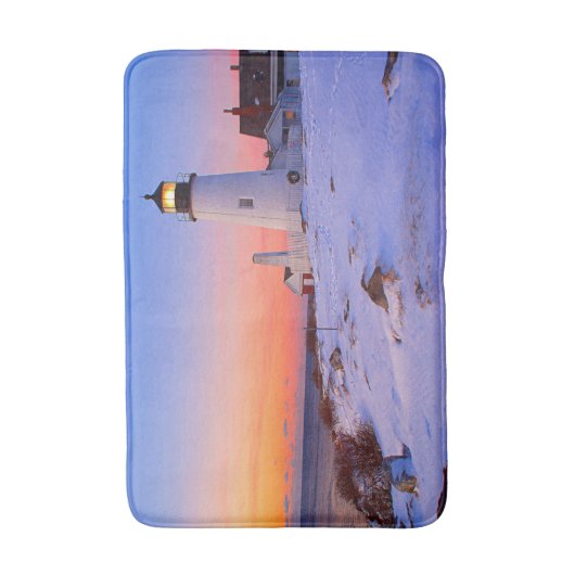 Sunrise bij vuurtoren van Pemaquid Point, Maine Badmat (Voorkant Verticaal)