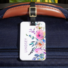 Sunrise Boho Floral Custom Monogram Bagagelabel