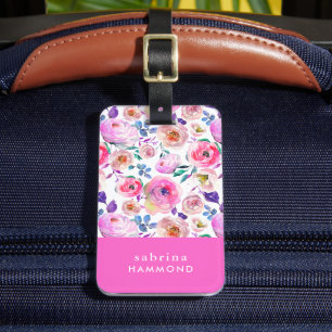 Sunrise Boho Floral Monogrammed Bagagelabel