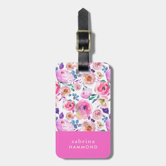 Sunrise Boho Floral Monogrammed Bagagelabel (Voorkant verticaal)