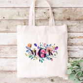 Sunrise Boho Floral Monogrammed Tote Bag