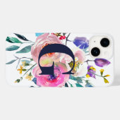 Sunrise Boho Floral Navy Monogram Case-Mate iPhone Case (Achterkant (horizontaal))