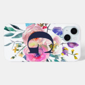 Sunrise Boho Floral Navy Monogram Case-Mate iPhone Case (Achterkant (horizontaal))