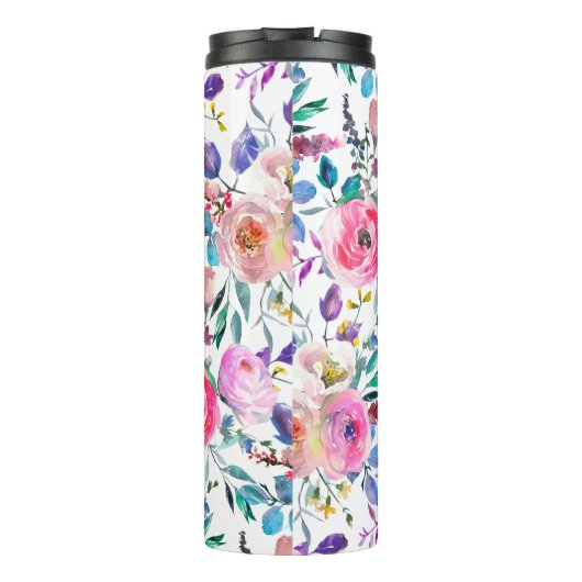 Sunrise Boho Floral Paars en White Monogram Thermosbeker (Achterkant)