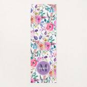 Sunrise Boho Floral Paars en White Monogram Yogamat (Voorkant)