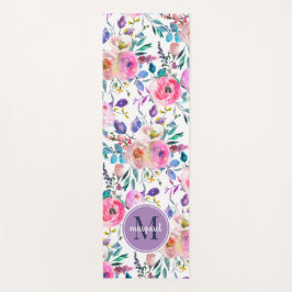 Sunrise Boho Floral Paars en White Monogram Yogamat