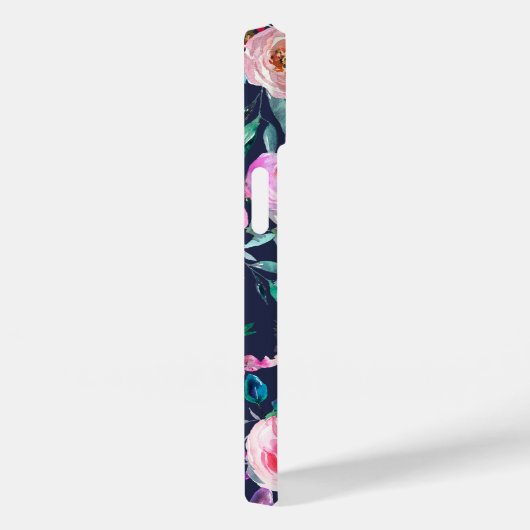 Sunrise Boho Floral Pink en Navy Monogram Case-Mate iPhone Case (Achterkant / Rechts)