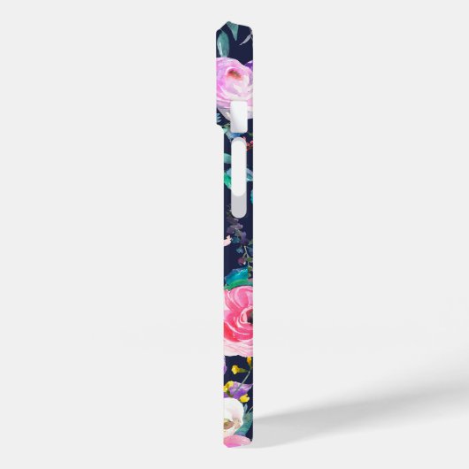 Sunrise Boho Floral Pink en Navy Monogram Case-Mate iPhone Case (Achterkant / Links)