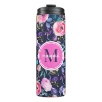 Sunrise Boho Floral Pink en Navy Monogram