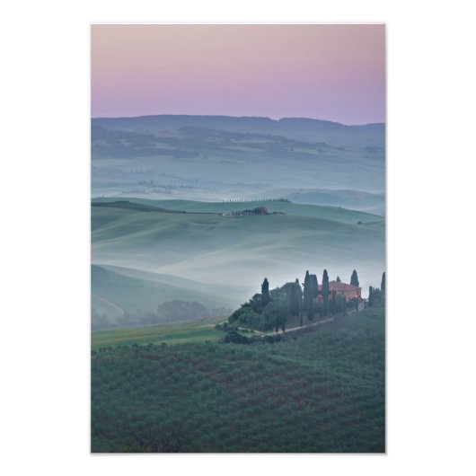 Sunrise boven een verticale foto van het Toscaanse Afdruk (Voorkant)