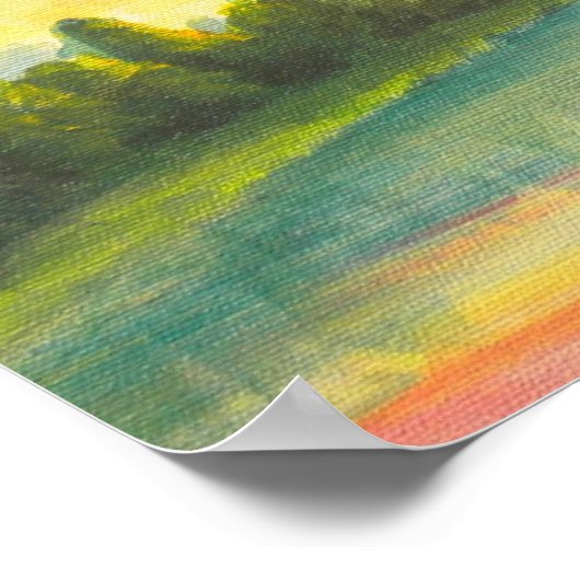 Sunrise boven meer poster (Hoek)