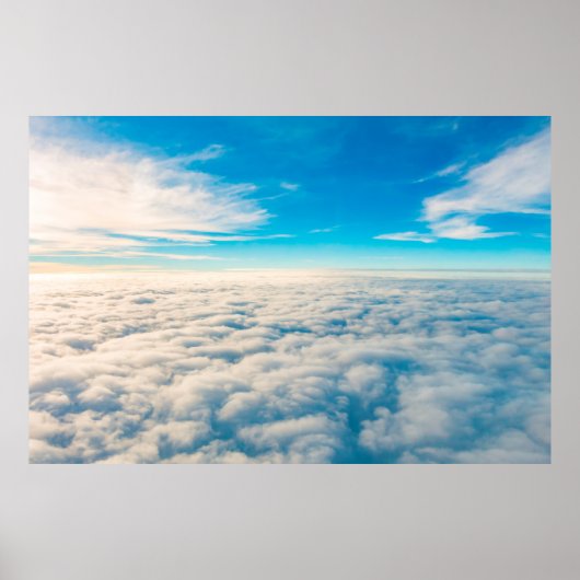 Sunrise boven wolken uit het raam van het vliegtui poster (Voorkant)