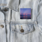 Sunrise boven zee vierkante button 5,1 cm (In situ)