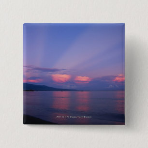 Sunrise boven zee vierkante button 5,1 cm