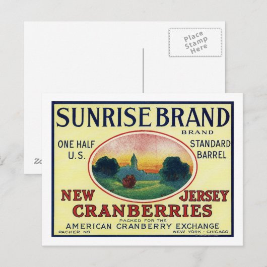 Sunrise Brand Cranberry Label Briefkaart (Voorkant / Achterkant)