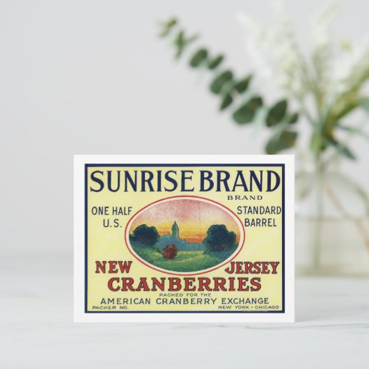 Sunrise Brand Cranberry Label Briefkaart (Staand voorkant)