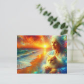 Sunrise Cat Briefkaart (Staand voorkant)