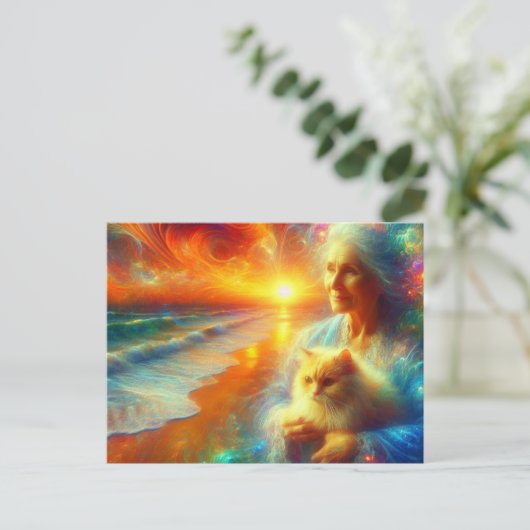 Sunrise Cat Briefkaart (Staand voorkant)