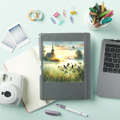 Sunrise Church with Birds in Misty Meadow No Verse Sticker (iPad Cover)