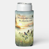 Sunrise Church with Birds in Misty Meadow Seltzer Blikjeskoeler (Seltzer Achterkant)