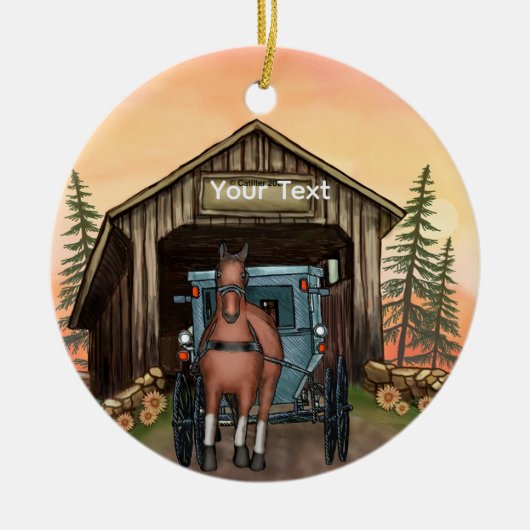 Sunrise Covered Bridge Keramisch Ornament (Voorkant)