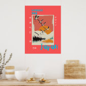 Sunrise Crane Art Print - Japanse reisposter (Keuken)